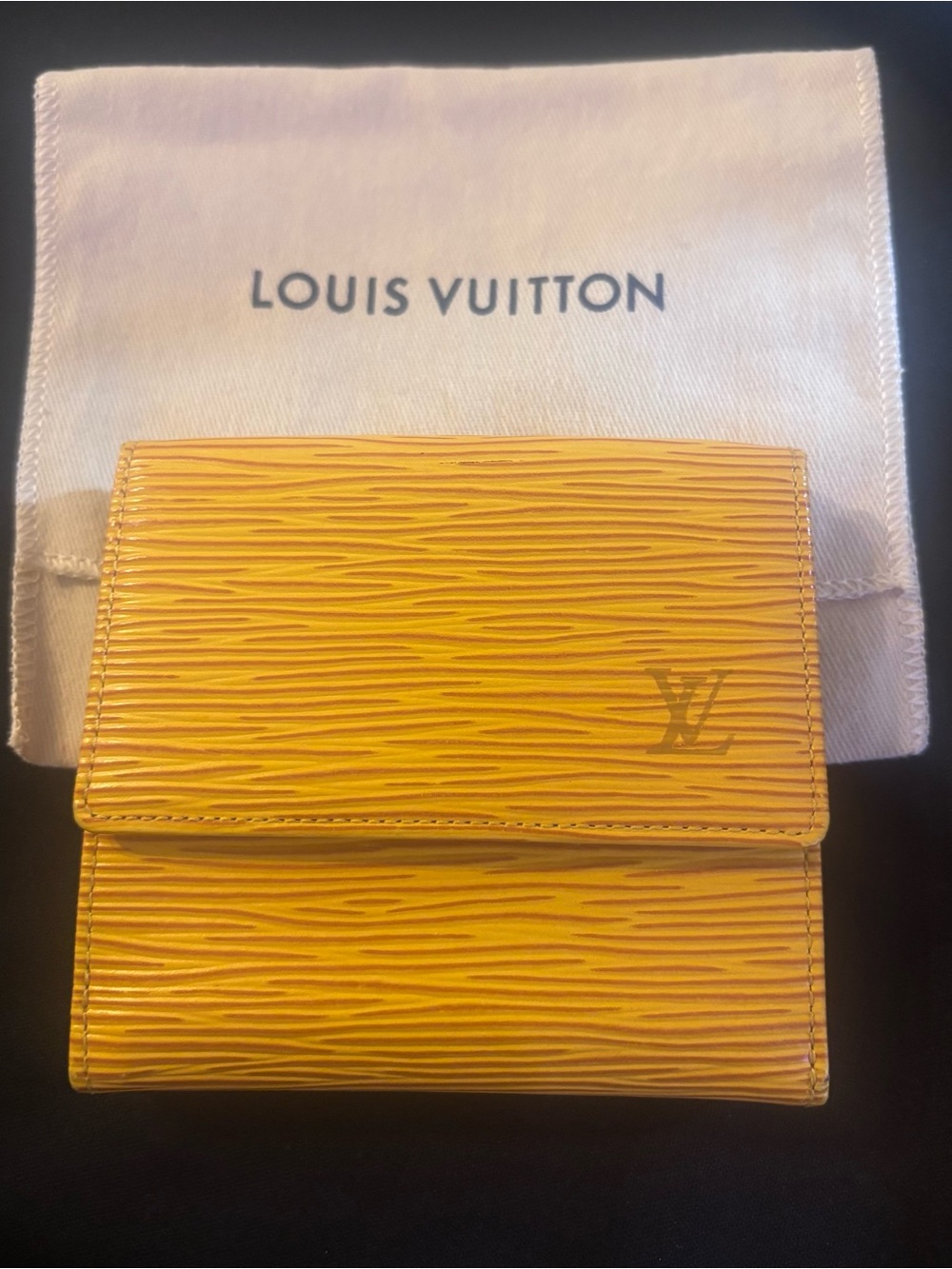 Authentic Louis Vuitton Yellow Epi Leather Compact Wallet